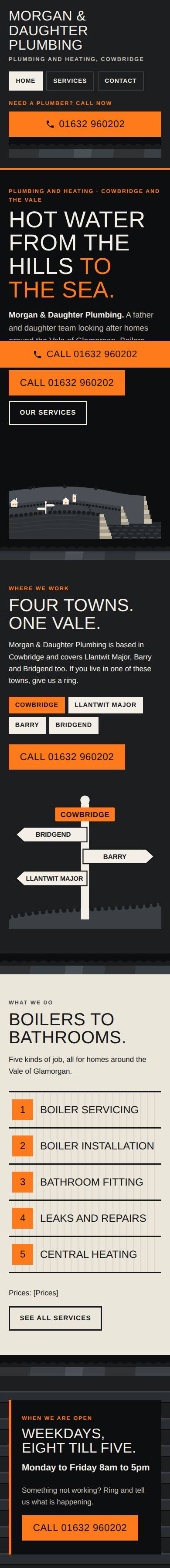The Vale Horizon: an example website design for Morgan & Daughter Plumbing, a plumber in Cowbridge